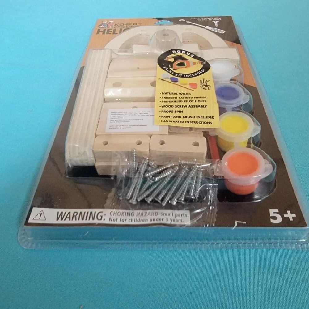 Kid-Built Helicopter Build-It-Yourself Wooden Toy Kit Paint